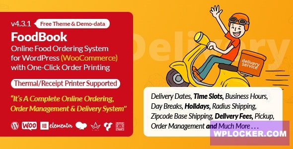 FoodBook v4.3.9 – Online Food Ordering System for WordPress with One-Click Order Printing