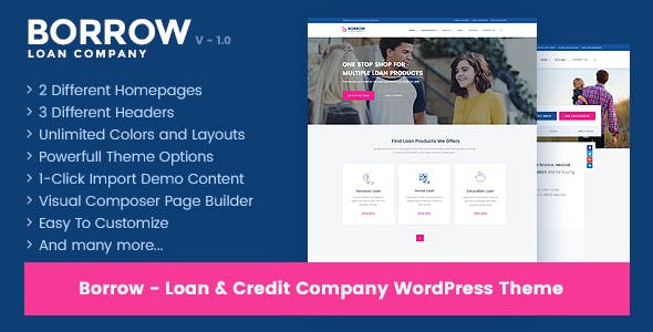 Borrow v1.6.9 – Loan Company Responsive WordPress Theme