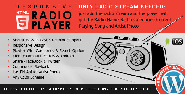 Radio Player Shoutcast & Icecast v4.4.8