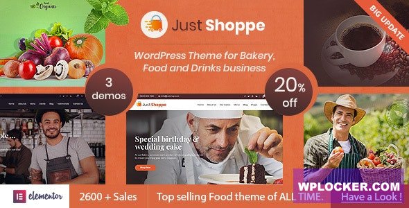 Justshoppe v13.0 – Elementor Cake Bakery WordPress Theme