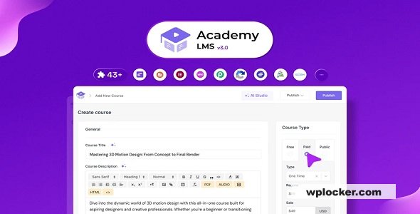 Academy LMS Pro v3.7.0 – All-in-One WordPress LMS Plugin For Your Online Courses