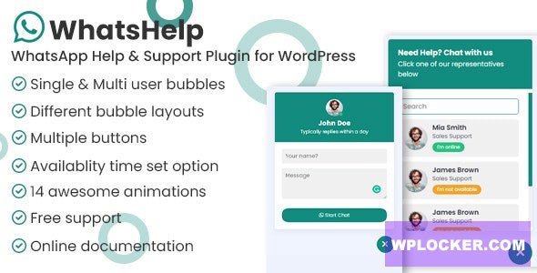 WhatsApp Chat Support Pro WordPress Plugin v3.3.0