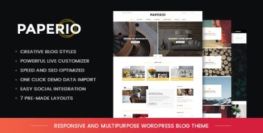 Paperio v2.8 – Responsive and Multipurpose Blog Theme